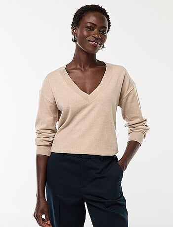 Maglione in maglia fine scollo a V