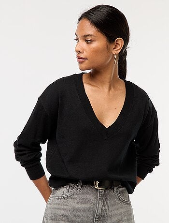 Maglione in maglia fine scollo a V