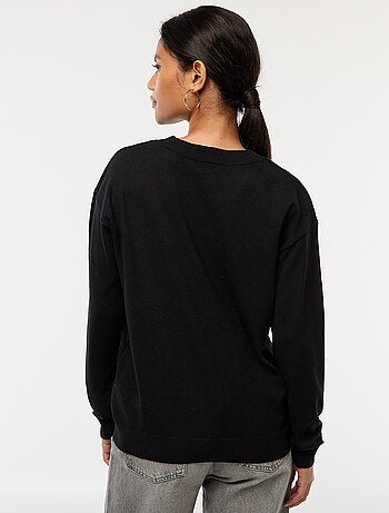 Maglione in maglia fine scollo a V