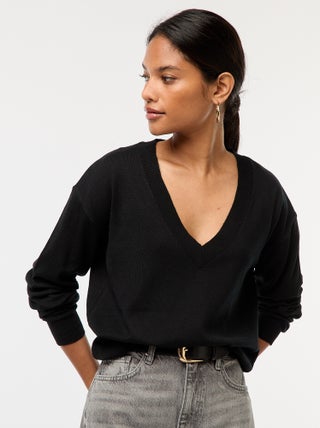 Maglione in maglia fine scollo a V