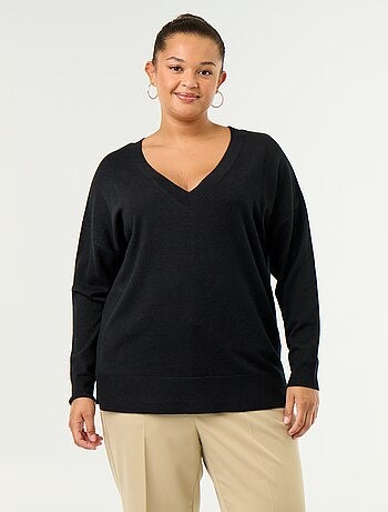 Maglione in maglia fine scollo a V