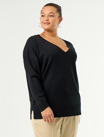 Maglione in maglia fine scollo a V