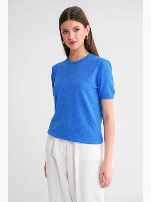 Maglione in maglia girocollo a maniche corte mixray - Kiabi Maglione in maglia girocollo a maniche corte mixray - Kiabi