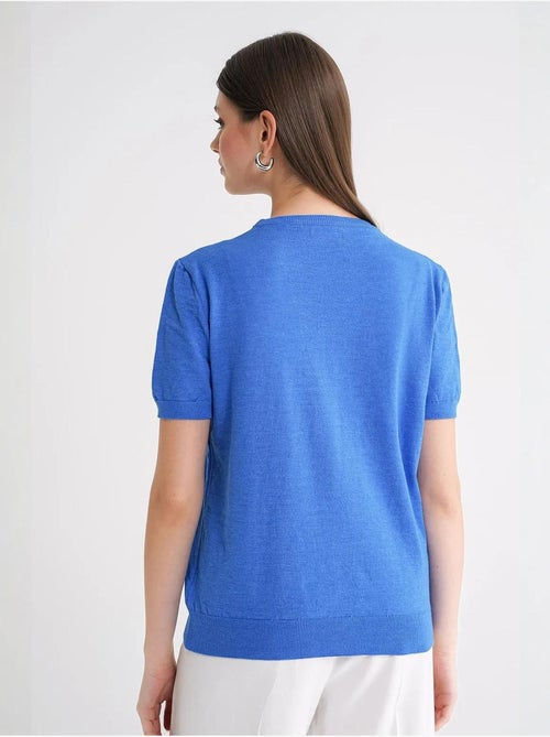 Maglione in maglia girocollo a maniche corte mixray - Kiabi Maglione in maglia girocollo a maniche corte mixray - Kiabi