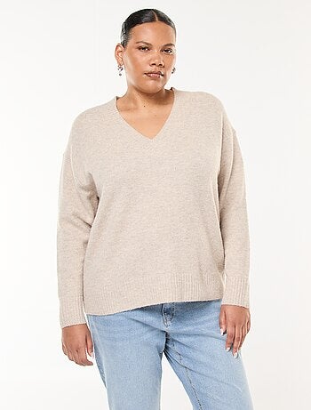 Maglione in maglia grossa con scollo a V
