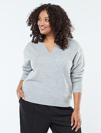 Maglione in maglia grossa con scollo a V