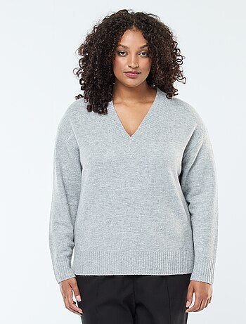 Maglione in maglia grossa con scollo a V