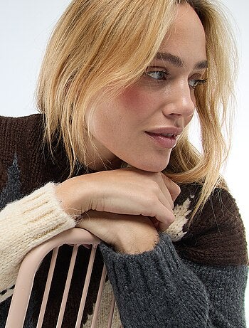 Maglione in maglia grossa con stampa a losanghe