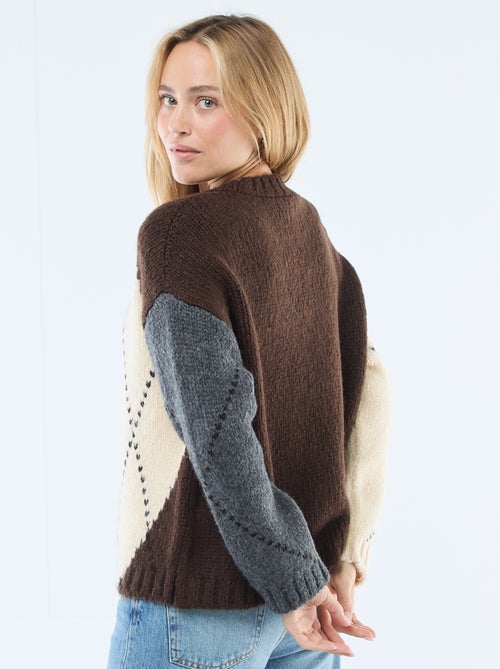 Maglione in maglia grossa con stampa a losanghe - Kiabi