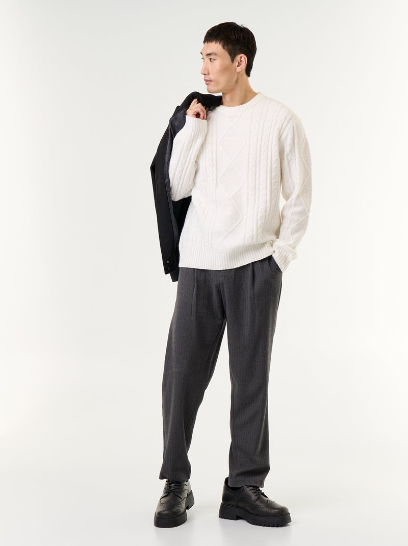 Maglione in maglia grossa con trecce Bianco - Kiabi