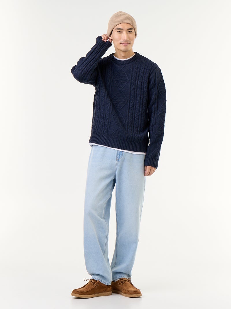 Maglione in maglia grossa con trecce Blu - Kiabi