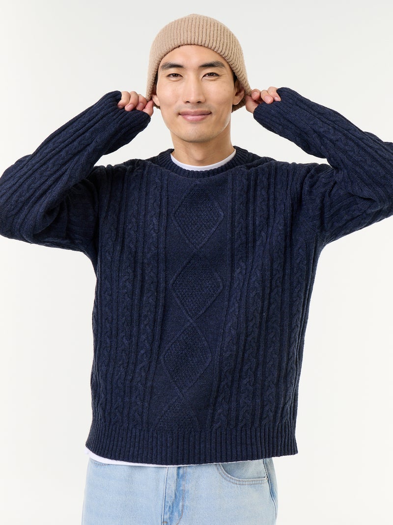 Maglione in maglia grossa con trecce Blu - Kiabi