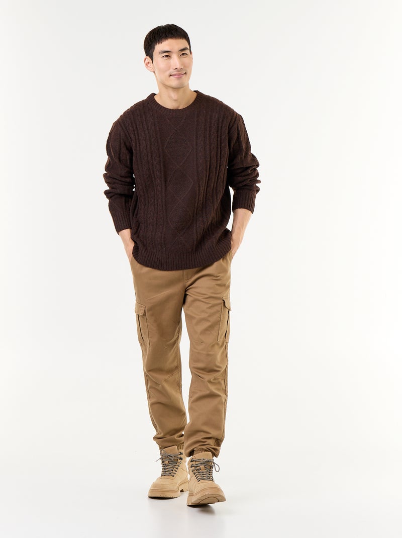 Maglione in maglia grossa con trecce Marrone - Kiabi