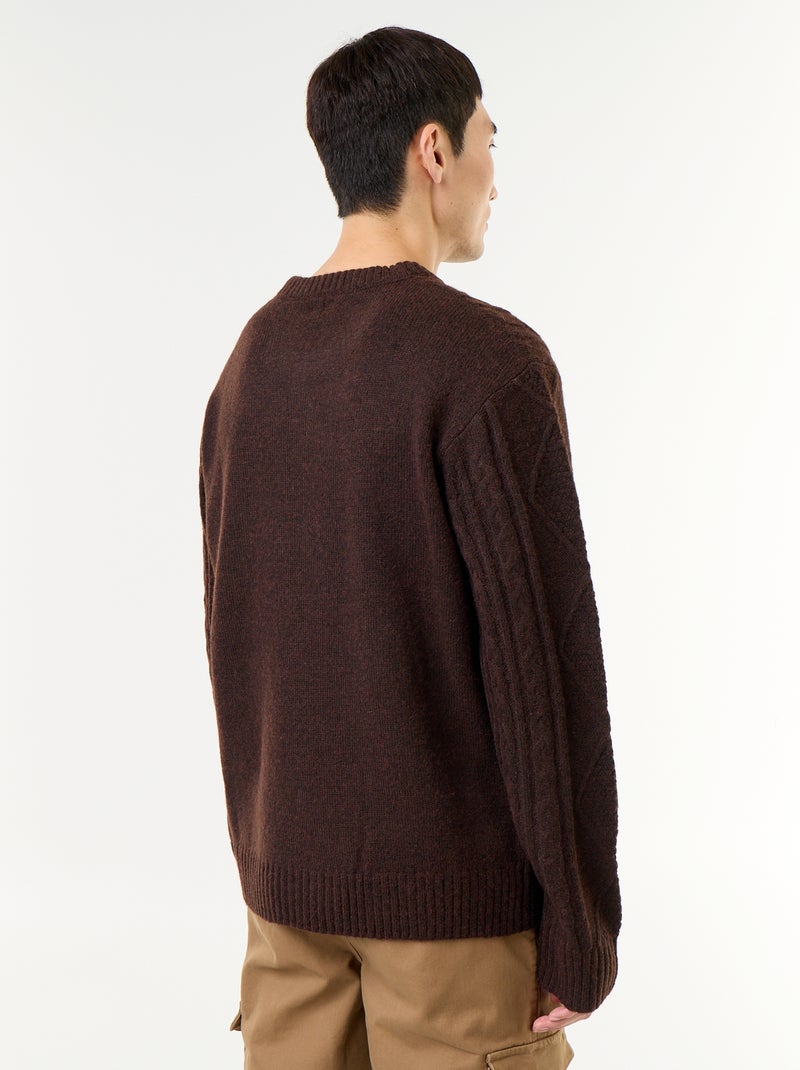 Maglione in maglia grossa con trecce Marrone - Kiabi