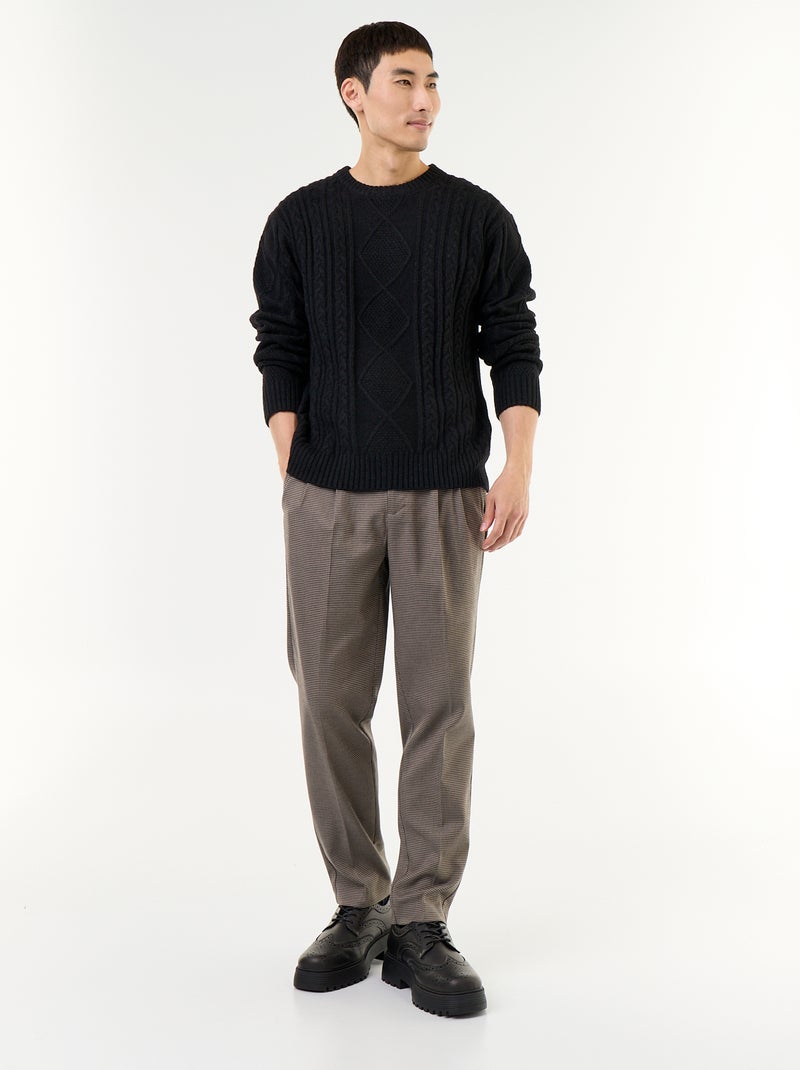 Maglione in maglia grossa con trecce Nero - Kiabi