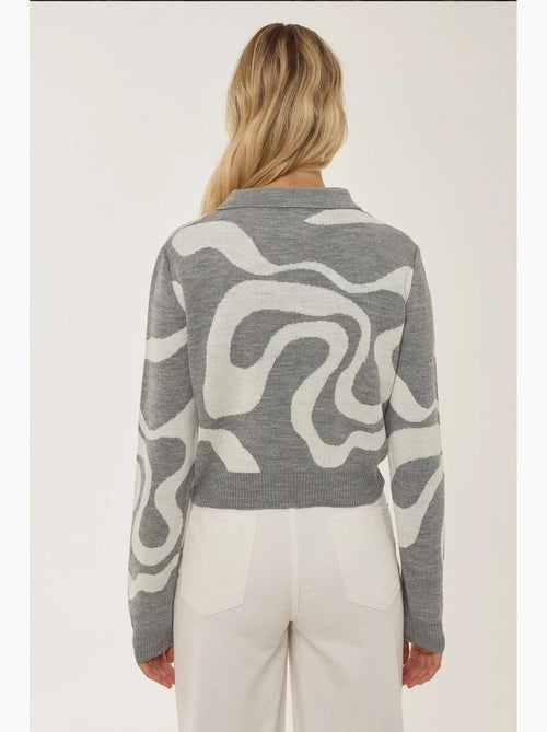 Maglione in maglia jacquard con colletto polo hiccup - Kiabi Maglione in maglia jacquard con colletto polo hiccup - Kiabi