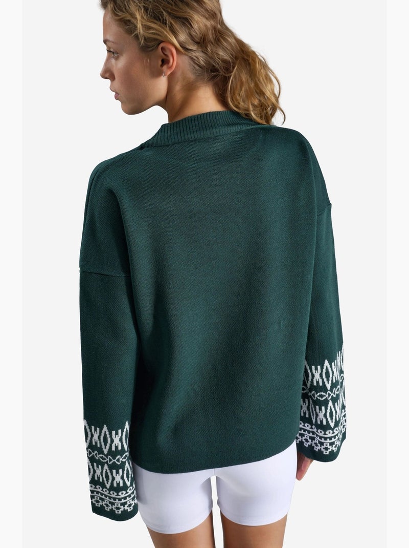 Maglione in maglia jacquard con girocollo my fashion Verde smeraldo - Kiabi