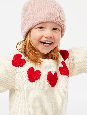Maglione in maglia jacquard con motivi a cuore