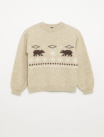 Maglione in maglia jacquard con motivi 'orso'