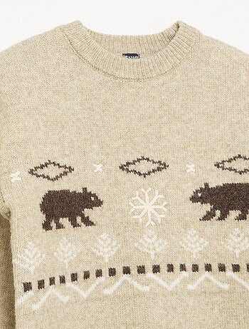 Maglione in maglia jacquard con motivi 'orso'