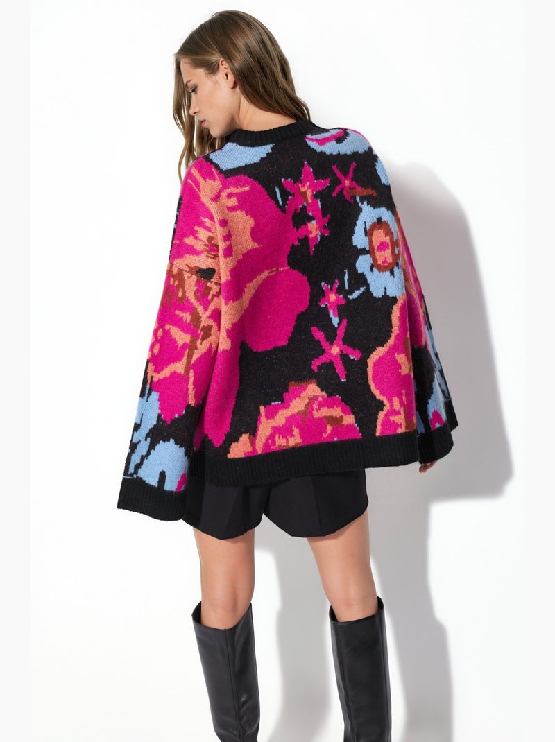 Maglione in maglia jacquard oversize hiccup Nero Rosa - Kiabi