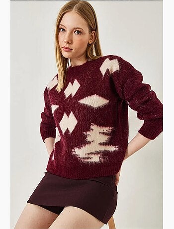 Maglione in maglia jacquard spazzolato lucci