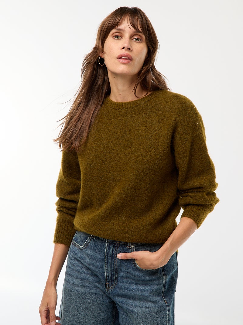 Maglione in maglia mélange colorata Kaki - Kiabi