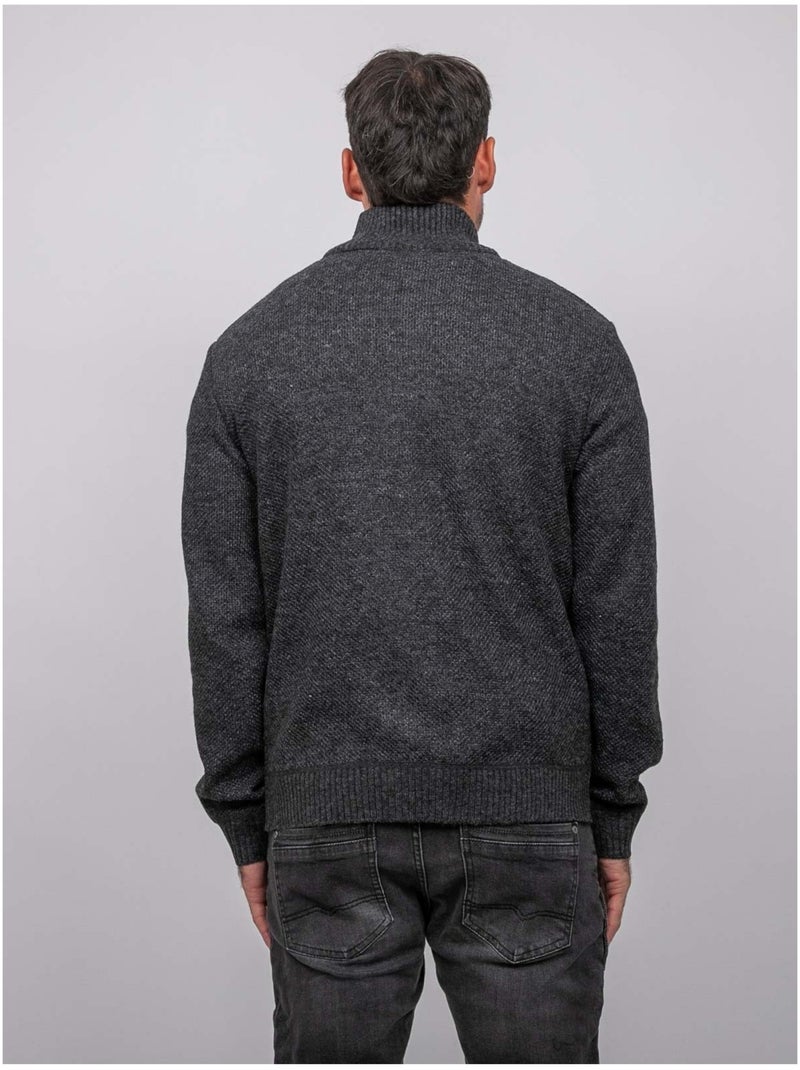 Maglione in maglia mélange con collo alto abbottonato lookies Grigio scuro - Kiabi