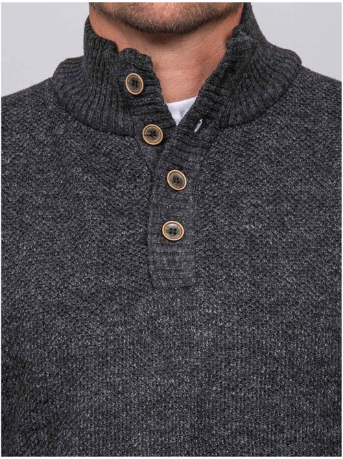 Maglione in maglia mélange con collo alto abbottonato lookies - Kiabi Maglione in maglia mélange con collo alto abbottonato lookies - Kiabi