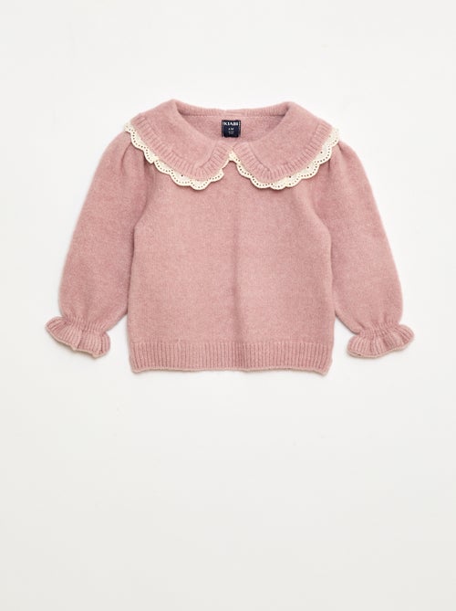 Maglione in maglia morbida con colletto ricamato - Kiabi