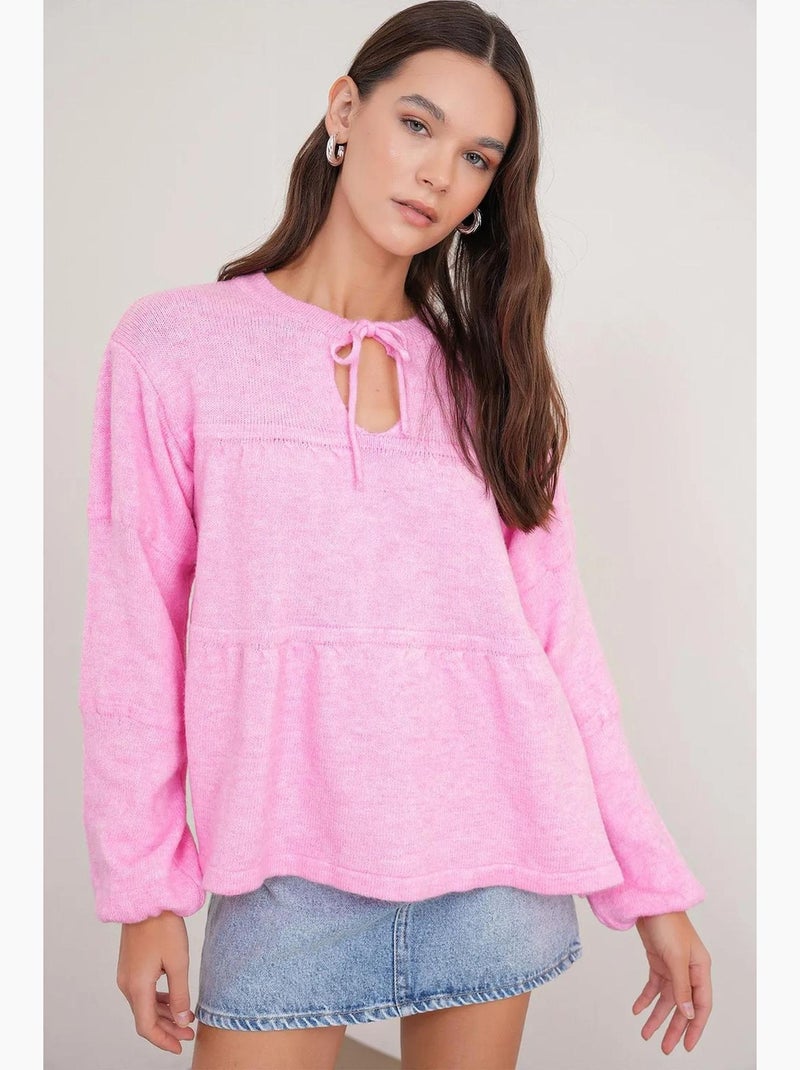 Maglione in maglia morbida con dettaglio a laccio mixray Rosa pallido - Kiabi