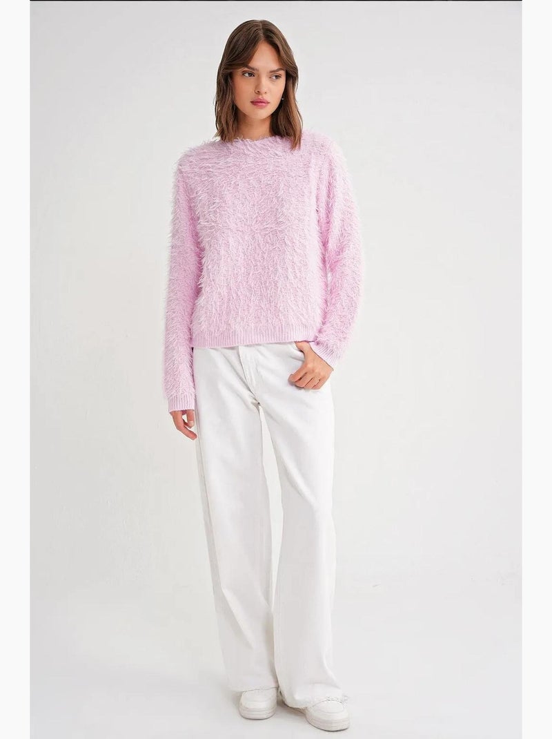Maglione in maglia morbida effetto peluche con texture mixray Rosa pallido - Kiabi