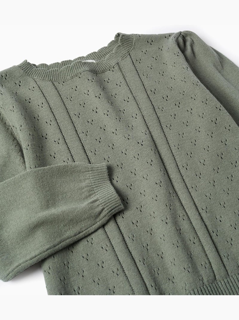 Maglione in maglia openwork di cotone b&s Verde chiaro - Kiabi