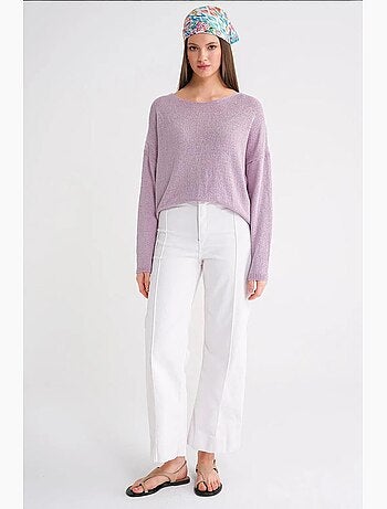 Maglione in maglia oversize con scollo a barca mixray