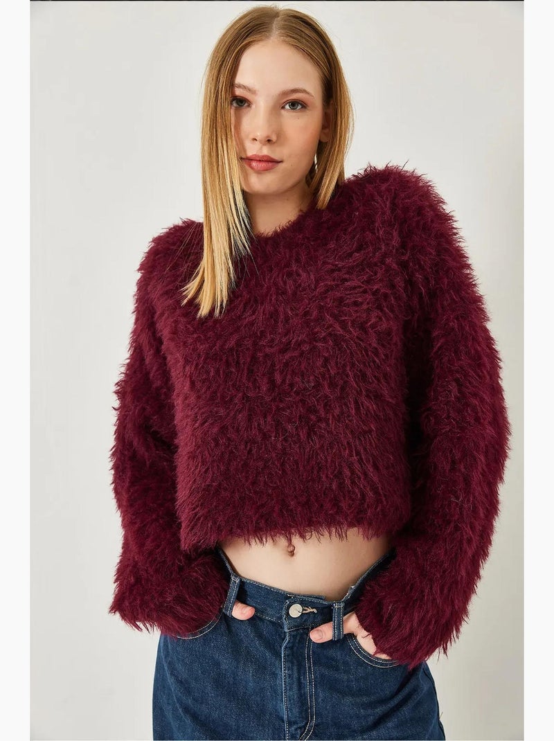 Maglione in maglia pelosa lucci Rosso bordeaux - Kiabi