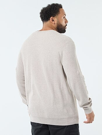 Pullover in maglia piqué con collo rotondo abbottonato