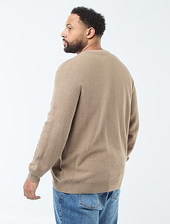Pullover in maglia piqué con collo rotondo abbottonato