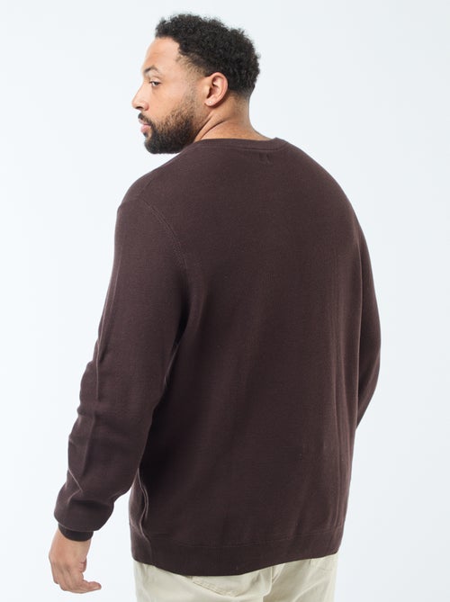 Maglione in maglia piqué con collo rotondo abbottonato - Kiabi