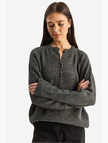 Maglione in maglia relaxed fit con colletto con bottoni lucci