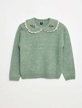 Maglione in maglia soffice con colletto Claudine