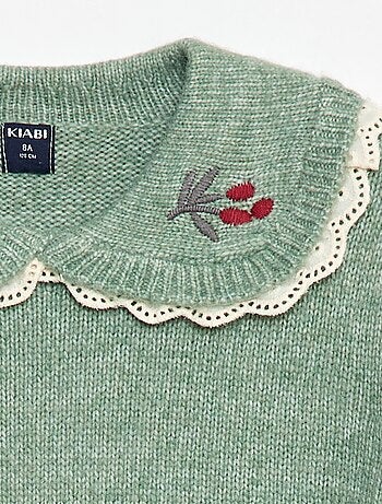 Maglione in maglia soffice con colletto Claudine