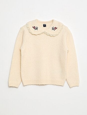 Maglione in maglia soffice con colletto Claudine