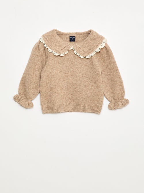 Maglione in maglia soffice con colletto ricamato - Kiabi