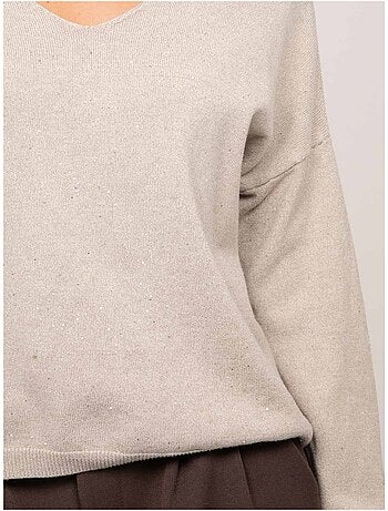 Maglione in maglia sottile con scollo a v e paillettes koraka