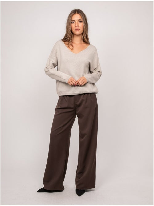 Maglione in maglia sottile con scollo a v e paillettes koraka - Kiabi