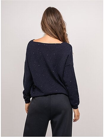 Maglione in maglia sottile con scollo a v e paillettes koraka