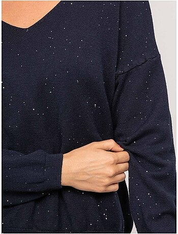 Maglione in maglia sottile con scollo a v e paillettes koraka