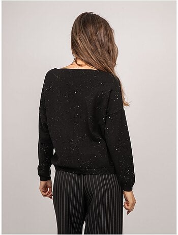 Maglione in maglia sottile con scollo a v e paillettes koraka