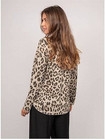 Maglione in maglia sottile con stampa leopardata farenza