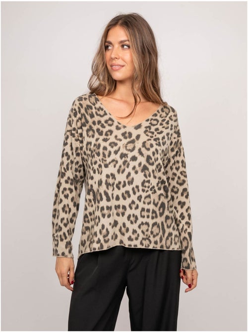 Maglione in maglia sottile con stampa leopardata farenza - Kiabi